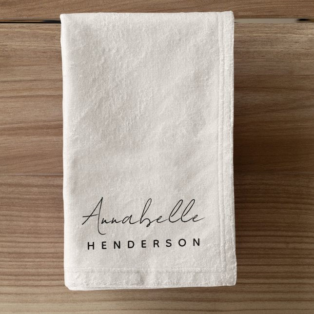Monogram Neutral | Modern Minimalist Stylish Hand Towel (Creator Uploaded)