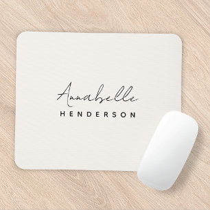 Monogram Neutral   Modern Minimalist Stylish Mouse Pad