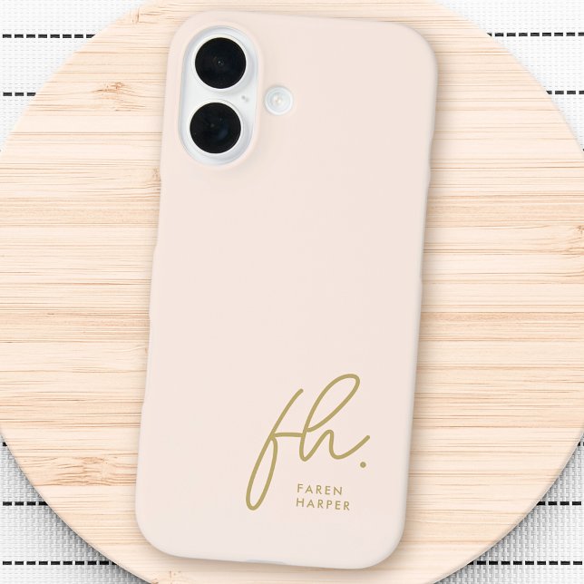 Monogram Neutral Modern Minimalist Stylish Script  iPhone 16 Case (Creator Uploaded)