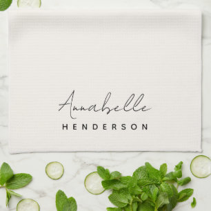 Monogram Neutral Modern Minimalist Stylish Tea Towel