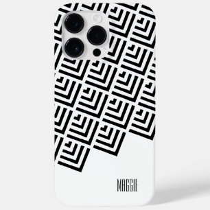 Monogram Never died classy black, white geometric Case-Mate iPhone 14 Pro Max Case