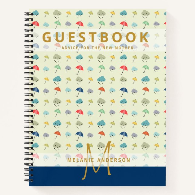 Monogram New Mother Advice Baby Shower Guest Book (Front)