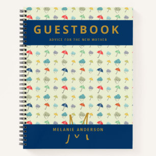 Monogram New Mother Advice Baby Shower Guest Book