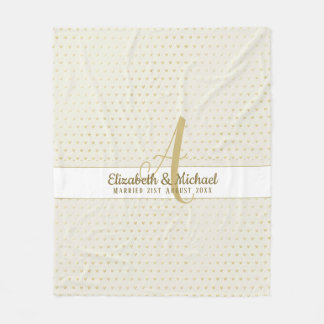 Monogram Newlyweds Wedding Gold Elegant Gift Fleec Fleece Blanket