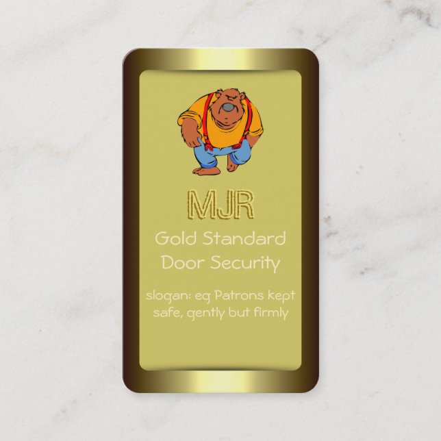 Monogram, Nightclub Door Security, gold-effect Business Card (Front)