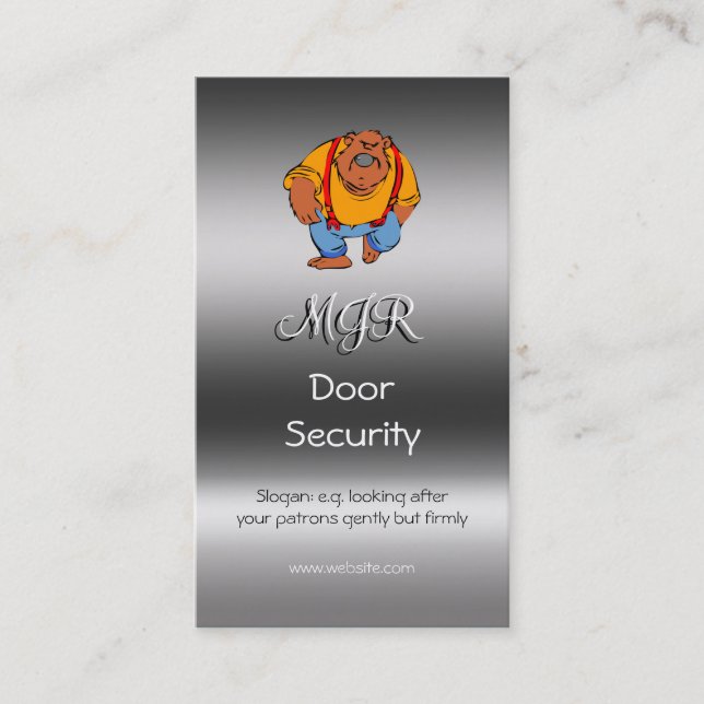 Monogram, Nightclub Door Security, metallic-effect Business Card (Front)