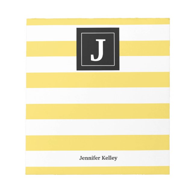Monogram Notepad Yellow Stripes, Black (Front)