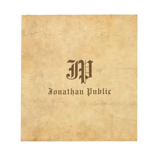 Monogram Notepads Script Text Name Custom (Front)