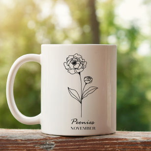 Monogram November Birth Month Flower Coffee Mug
