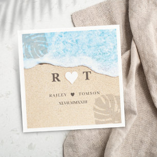  Monogram Numeral Custom Beach Wedding Cocktail  Napkin