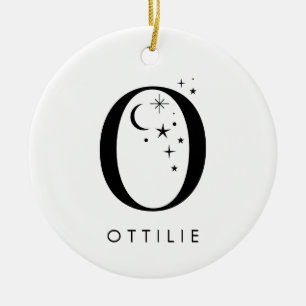 Monogram O Celestial Name Ceramic Ornament