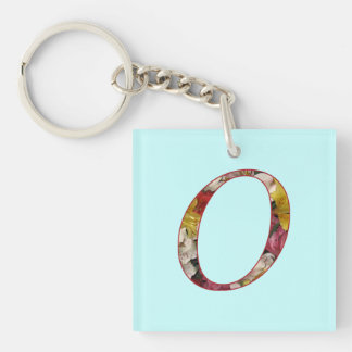 Monogram O Floral Design Keychain