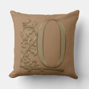 Monogram O Rich Brown, Family, Wedding Birthday Cushion