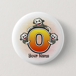 Monogram O Sock Monkey   6 Cm Round Badge