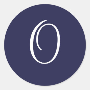 Monogram O, White on Navy Blue, Classic Round Sticker