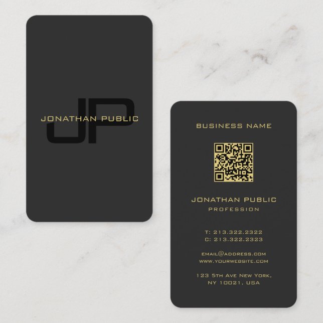 Monogram Ocean Australian Japanese Size Black Gold Business Card (Front/Back)