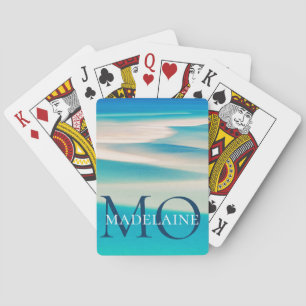 Monogram Ocean Beach Blue Personal Playing Cards