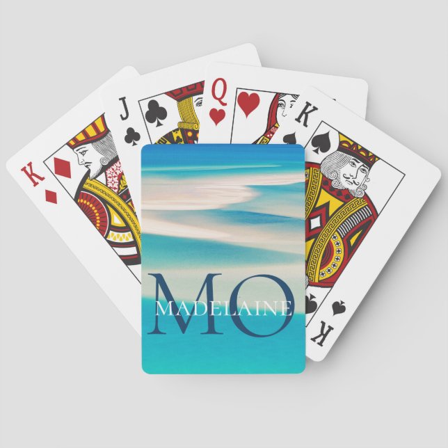  Monogram Ocean Beach Blue Personal  Playing Cards (Back)
