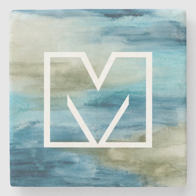 Monogram | Ocean Flow II Stone Coaster (Front)