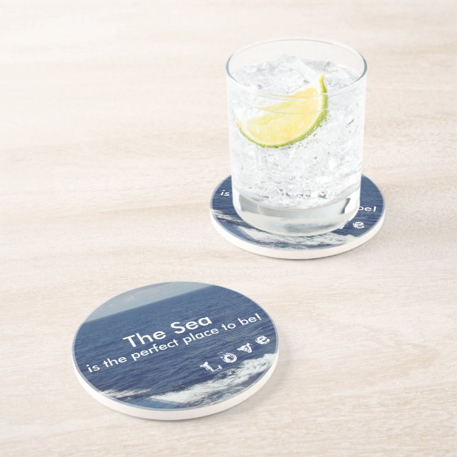 Monogram Ocean Waves Drink Coasters (Side)
