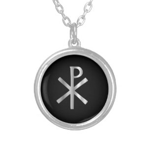 Monogram of Christ - chi rho Silver Plated Necklace