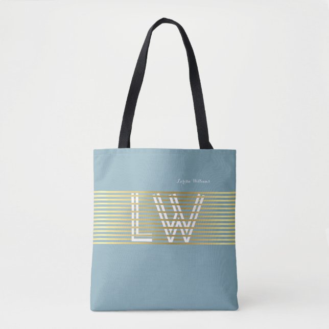 monogram of interlaced golden lines tote bag (Front)