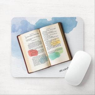 Monogram old book illustration Watercolor Mouse Pad
