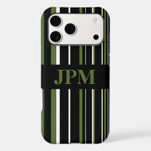 Monogram Olive Green, Black Barcode Stripe