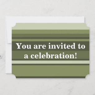 Monogram olive green stripes invitation