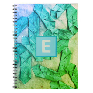 Monogram ombre blue teal green gradient abstract notebook