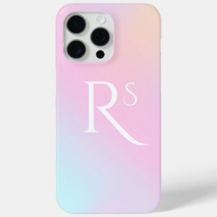Monogram Ombre Holographic Pink Girly Personalised iPhone 15 Pro Max Case