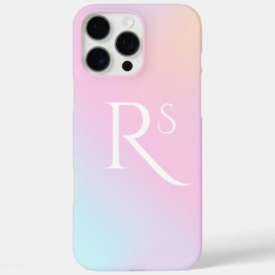 Monogram Ombre Holographic Pink Girly Personalised iPhone 16 Pro Max Case