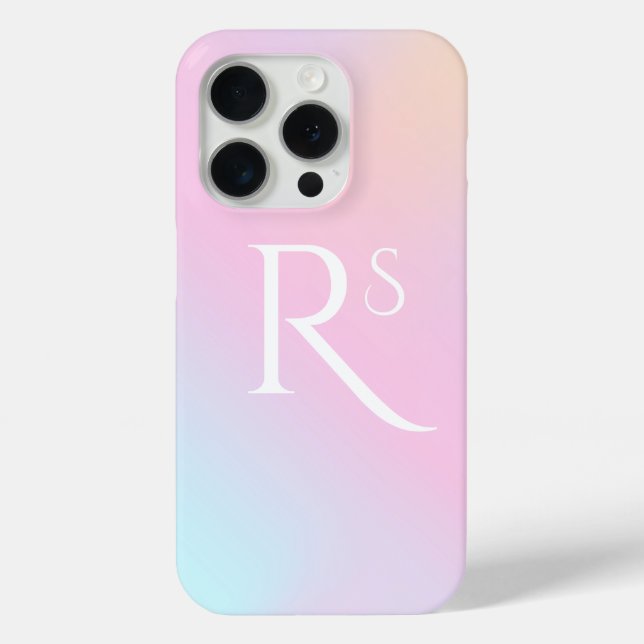 Monogram Ombre Holographic Pink Girly Personalised Case-Mate iPhone Case (Back)