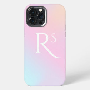 Monogram Ombre Holographic Pink Girly Personalised iPhone 13 Pro Max Case