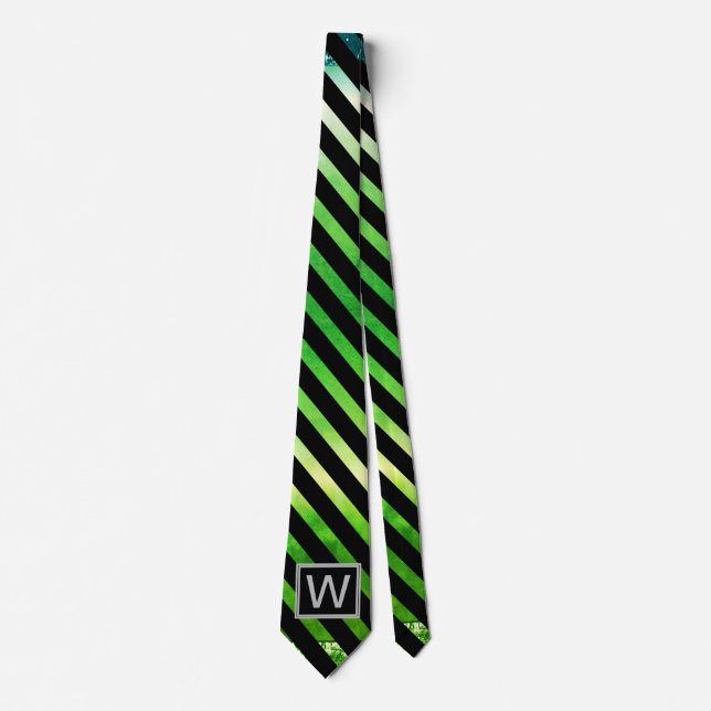 Monogram Ombre Yellow Blue Green Tie (Front)