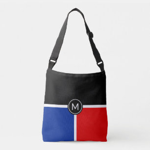 Monogram on Black, Blue, Red Crossbody Bag
