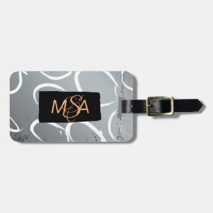 Monogram on Black on Silver ground w/White Circles Luggage Tag