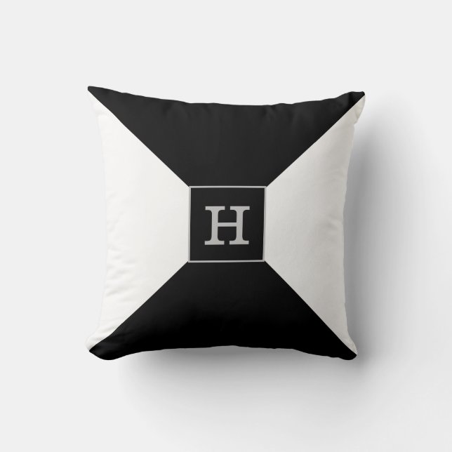 Monogram on Black & White Cushion (Front)