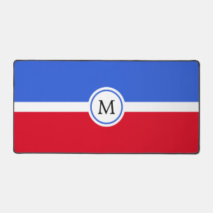 Monogram on Enchanting Sapphire Blue, Red & White Desk Mat