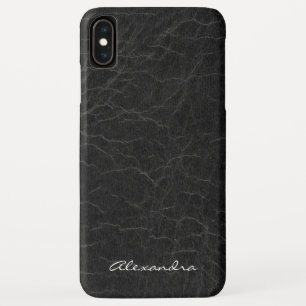 Monogram on Faux Black Leather iPhone XS Max Case