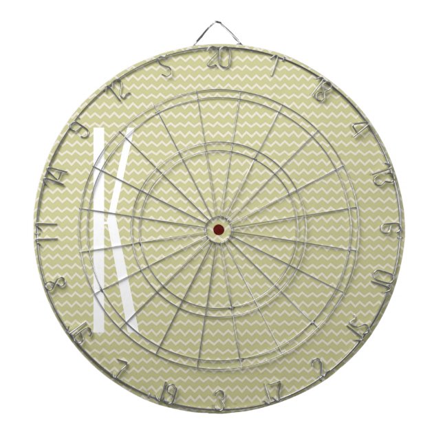 Monogram on Light Sage Green Mini Chevron Dartboard (Front)