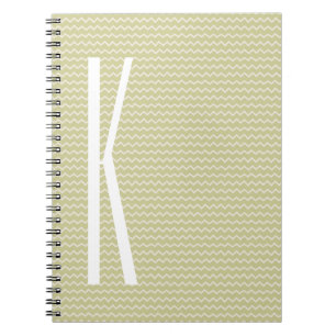 Monogram on Light Sage Green Mini Chevron Notebook