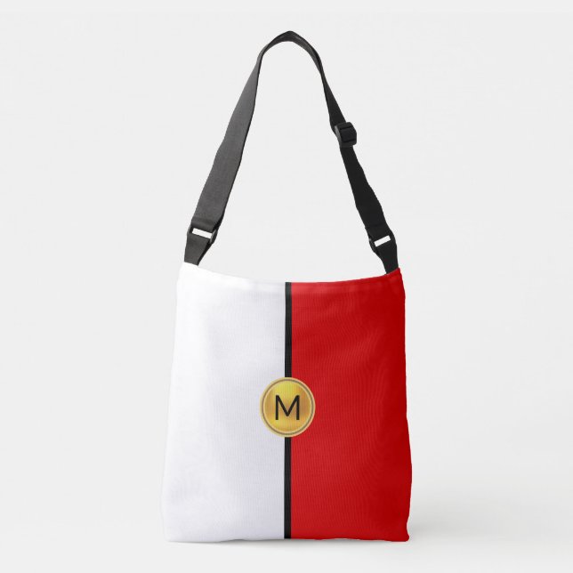 Monogram on Red and White Crossbody Bag (Front)