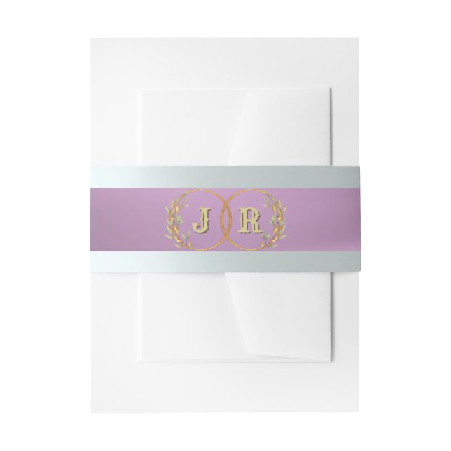 Monogram on Ribbon - Lavender Invitation Belly Band (Front Example)