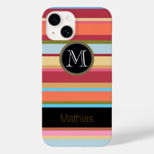 monogram on stripes Case-Mate iPhone 14 case