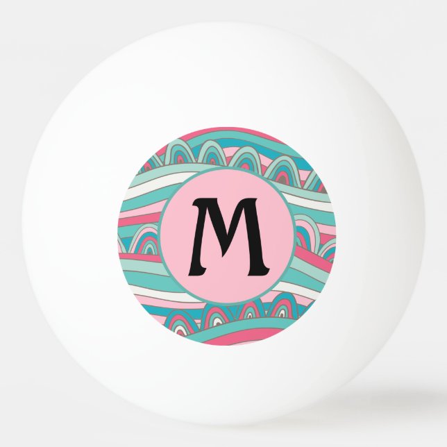 Monogram on Trendy Wavy Background Ping Pong Ball (Front)