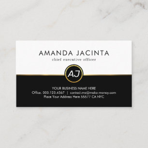 Monogram On White Black Layers Business Card