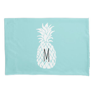 monogram on white pineapple design pillowcase