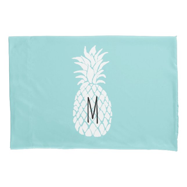 monogram on white pineapple design pillowcase (Front)