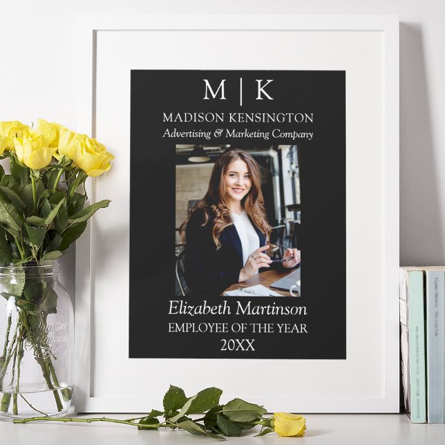 Monogram or Add Logo Business Award Employee Poster (Edit to Customize text, colors and more)